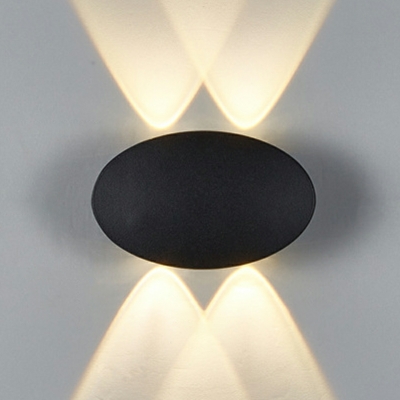 Black Wall Mounted Light Fixture Oval Shape LED Sconce Light Fixture