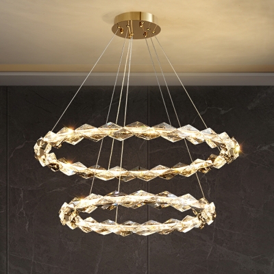 Contemporary Luxury Multi-layer Chandelier Simple Ring Crystal Chandelier for Living Room