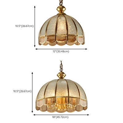 Copper American Chandelier Post-modern Glass Hanging Light for Dining Room Living Room