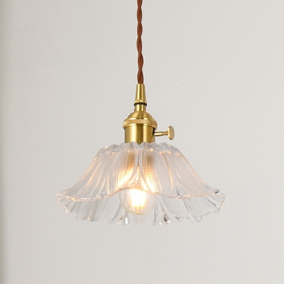Hanging Lamps Modern Style Glass Ruffle Shade Ceiling Pendant Light for Dining Room