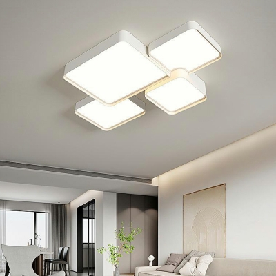 Modern White Acrylic Flush Mount Light Fixture Metal LED Flush Mount Lamp for Living Room