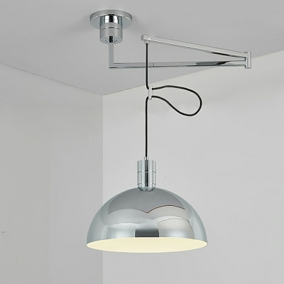 1-Light Hanging Ceiling Lights Dome Shape Metal Movable Pendant Lamps