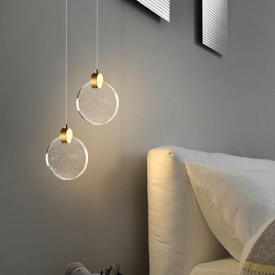 1 Light Hanging Lamp Modern Style Round Shape Crystal Pendant Lighting
