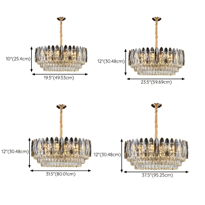 11-Light Chandelier Lights Contemporary Style Drum Shape Metal Hanging Ceiling Light