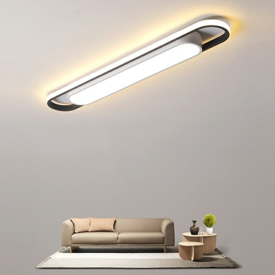 2 Light Flush Light Fixtures Simplistic Style Oval Shape Metal Ceiling Mounted Lights