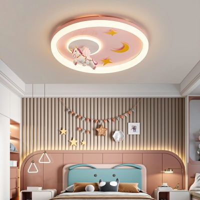 2-Light Flush Mount Light Fixture Kids Style Geometric Shape Metal Ceiling Mounted Lights