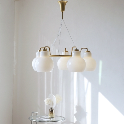 3-Light Chandelier Lights Modernist Style Globe Shape Metal Hanging Ceiling Light