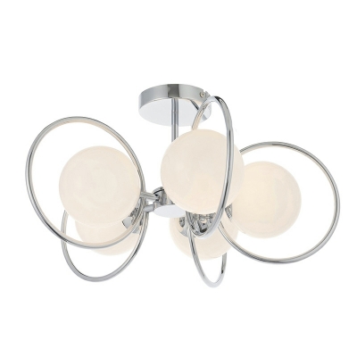 3-Light Flush Chandelier Minimalist Style Globe Shape Metal Ceiling Light