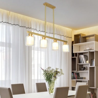 4-Light Pendant Lighting Industrial Style Cylinder Shape Metal Hanging Ceiling Light