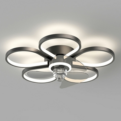 Flower Shape Flush Mount Ceiling Fan Metal & Acrylic LED Fan Lighting