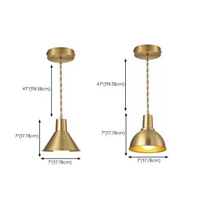 Metal Hanging Light Fixture Single Bulb Down Lighting in Bronze