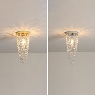 Modern Simple Style Crystal Flush Light Fixtures Hallway Porch Ceiling Mounted Lights