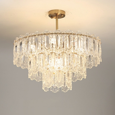 Multi-layer Glass Chandelier Lights Contemporary Style Light Luxury Hanging Ceiling Light