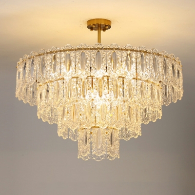 Multi-layer Glass Chandelier Lights Contemporary Style Light Luxury Hanging Ceiling Light