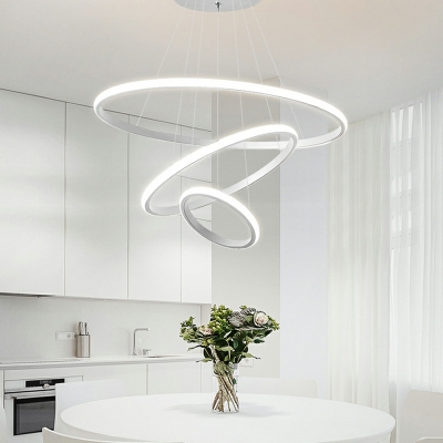 Multilayered Chandelier Light Iron Ring Shape Suspension Light for Living Room