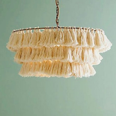 Nordic Creative Cotton Thread Handwoven Pendant Light Multi-layer Romantic Chandelier