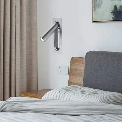 Rectangle Rotating Flush Mount Wall Sconce Aluminum LED Wall Bedside Reading Light