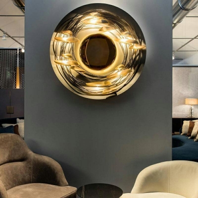 Round Sconce Lights Contemporary Style Metal Wall Mount Light for Living Room