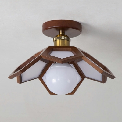 Simple Geometric Semi Flush Mount Ceiling Light Wood Ceiling Pendant Light