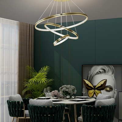 Three Rings Chandelier Light Iron Suspension Light for Bedroom Dining Room