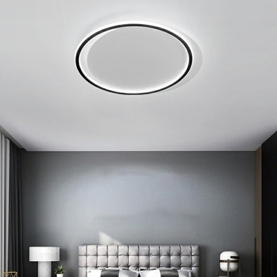 1-Light Flush Light Fixtures Contemporary Style Circle Shape Metal Ceiling Mounted Lights