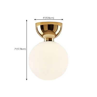 1-Light Flush Light Fixtures Traditional Style Globe Shape Metal Ceiling Mount Chandelier