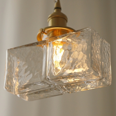 1-Light Hanging Ceiling Lights Modern Style Square Shape Glass Pendant Lighting