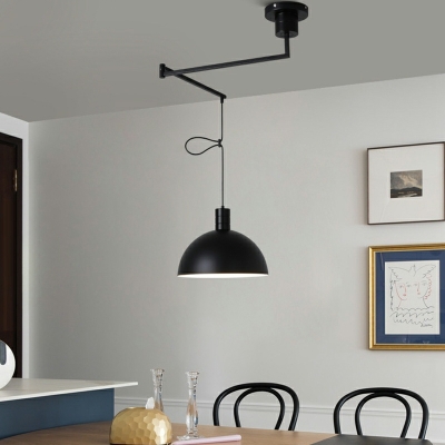 1-Light Hanging Ceiling Lights Simplistic Dome Shape Metal Movable Pendant Lamps