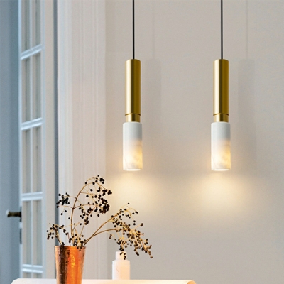 1 Light Mini Hanging Light Modern Cylinder Shape Terrazzo Pendant Light