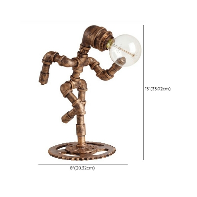 1-Light Table Lamps Industrial Style Water Pipe Shape Metal Reading Lamp