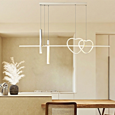 3-Light Ceiling Pendant Lamp Modern Style Linear Shape Metal Hanging Light Kit
