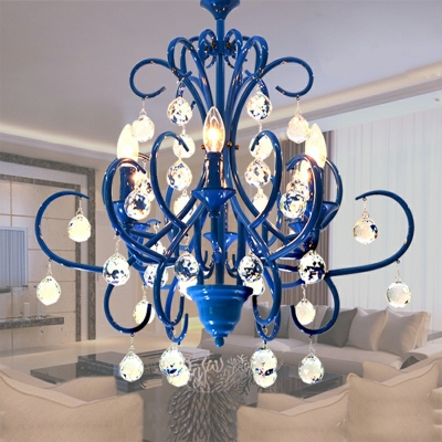 6-Light Hanging Chandelier Contemporary Style Candle Shape Metal Ceiling Pendant Light