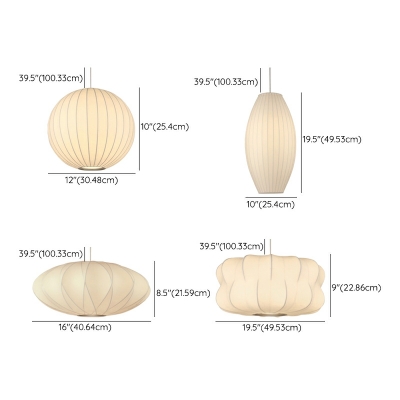Japanese Style Silk Ceiling Pendant Modern Lantern Single Pendant for Dining Room