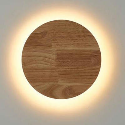 Round Shape Wall Mounted Light Fixture Wooden LED Wall Light Sconce