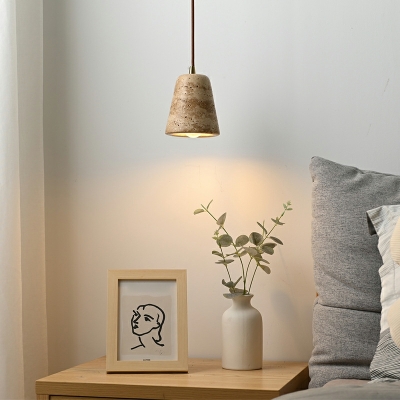 1-Light Hanging Ceiling Lights Yellow Hole Stone Shade Pendant Lighting for Hallway Bedside