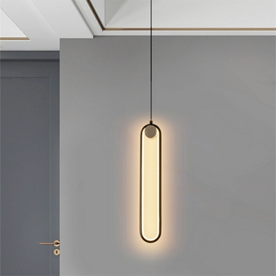 1-Light Pendant Lighting Modernist Style Oval Shape Metal Hanging Ceiling Light
