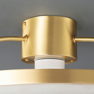 1-Light Semi Flush Mount Lamp Simplistic Style Ring Shape Metal Ceiling Mounted Fixture