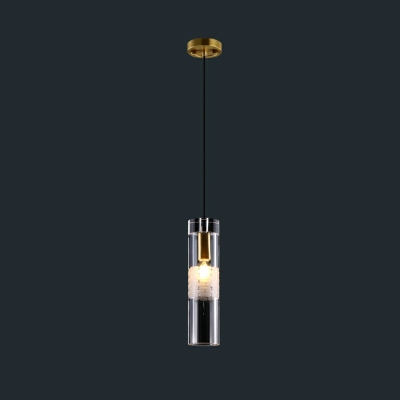 1-Light Suspension Pendant Modern Style Cylinder Shape Metal Hanging Lights
