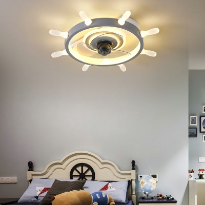 11-Light Flush Mount Light Fixture Kids Style Rudder Shape Metal Ceiling Mounted Lights