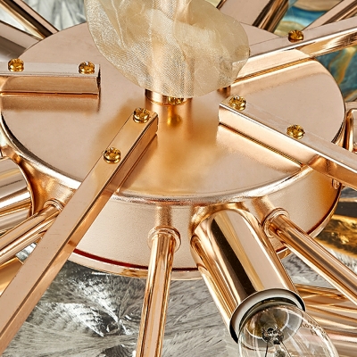 12-Light Chandelier Lights Modernist Style Drum Shape Crystal Hanging Ceiling Light