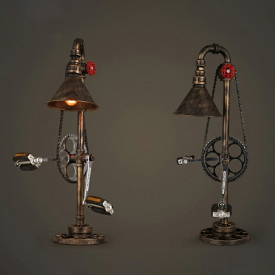 2-Light Bedside Table Lamps Industrial Style Water Pipe Shape Metal Reading Lamp