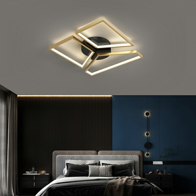 3-Light Flush Light Fixtures Minimalist Style Geometric Shape Metal Ceiling Mounted Lights