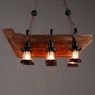 American Retro Wooden Chandelier Industrial Style Personality Iron Chandelier
