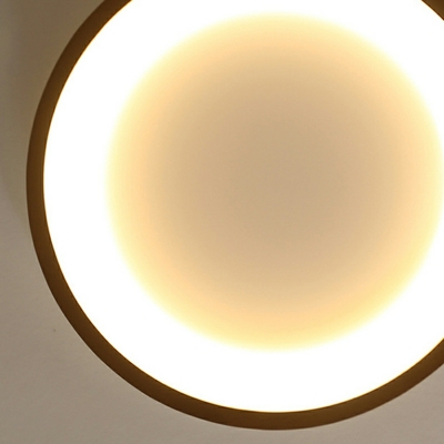 Contemporary Circle Semi Flush Mount Light Wood Ceiling Mounted Light