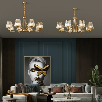 Drum Crystal Chandelier Light Fixture Modern Elegant Hanging Ceiling Light for Living Room