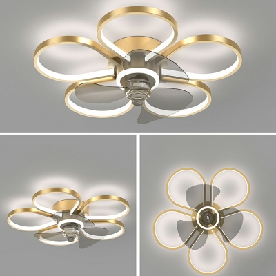 Flower Shape Flush Mount Ceiling Fan Metal & Acrylic LED Fan Lighting