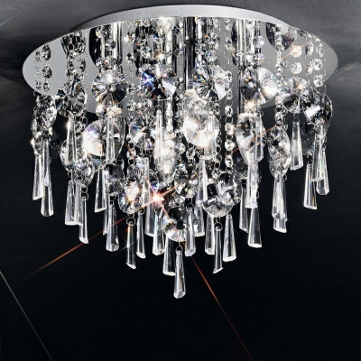 Modern Light Luxury Round Flush Light Crystal Ceiling Lamp for Living Room Master Room