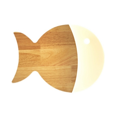 Nordic Creative Fish Shaped Wall Lamp Modern Wooden Wall Lamp for Bedroom