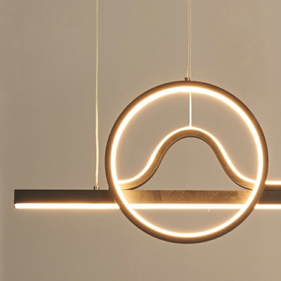 Nordic Creative Line Island Lamp Modern Minimalist LED Pendant Lamp for Bar