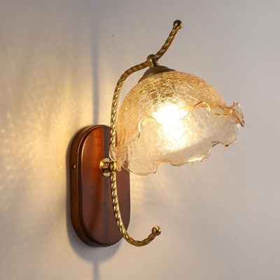 Retro Cracked Glass Wall Lamp Modern Creative Walnut Wood Wall Lamp